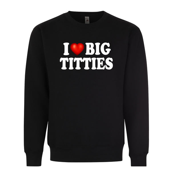 I Love Big Titties I Heart Boobs Funny Adult Humor Graphic Tee Shirt