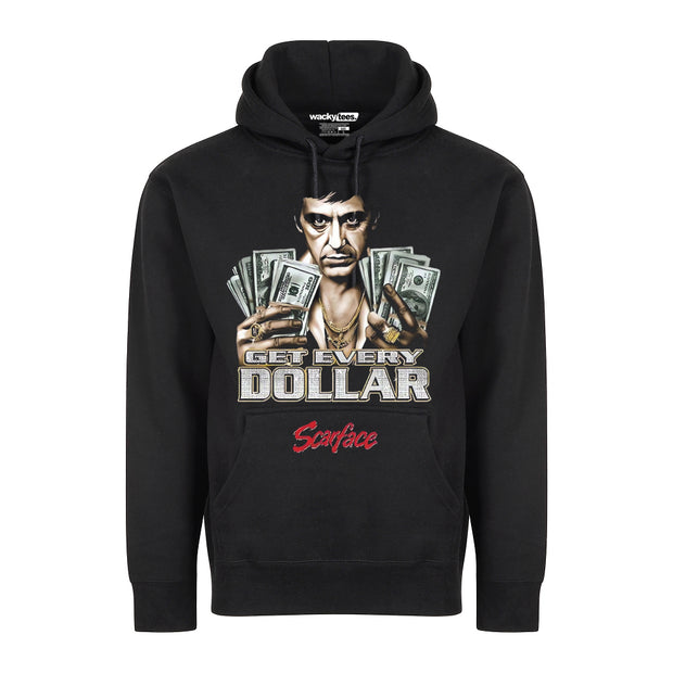 Scarface Tony Montana 80s Distressed Get Every Dollar Style Graphic Tee Shirt