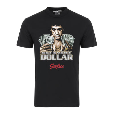 Scarface Tony Montana 80s Distressed Get Every Dollar Style Graphic Tee Shirt