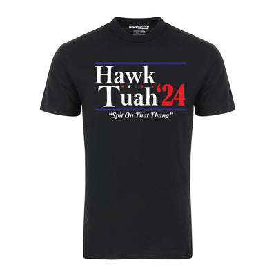 Hawk Tuah 2024 Spit On That Thang Viral Election Style Graphic Tee Shirt