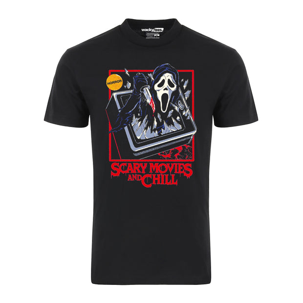 Scream Ghostface Scary Movies and Chill Horror Halloween Graphic Tee Shirt