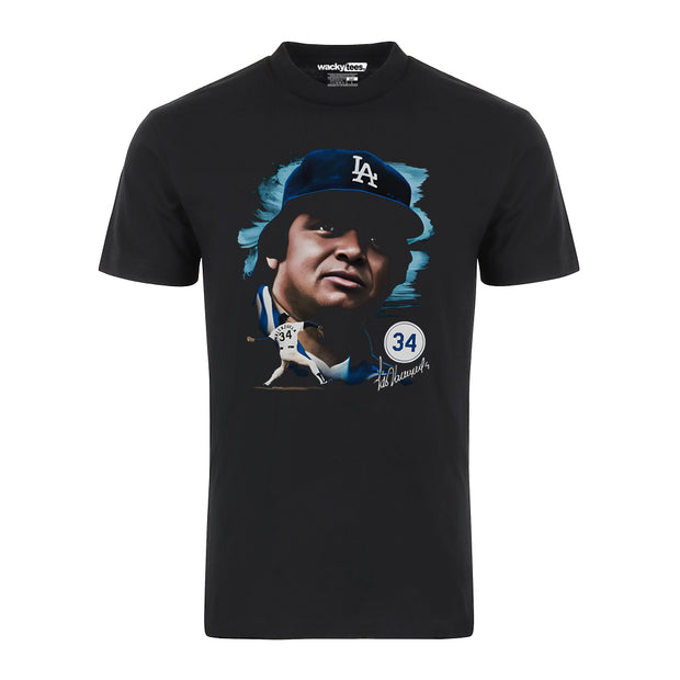 Fernando Valenzuela 34 Portrait Baseball Legend Graphic Tee Shirt