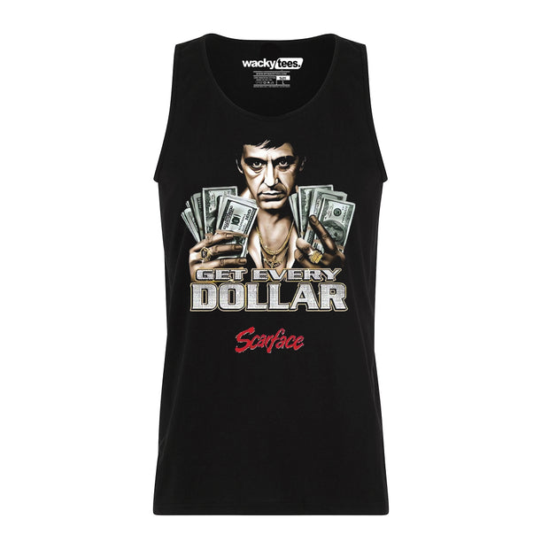 Scarface Tony Montana 80s Distressed Get Every Dollar Style Graphic Tee Shirt