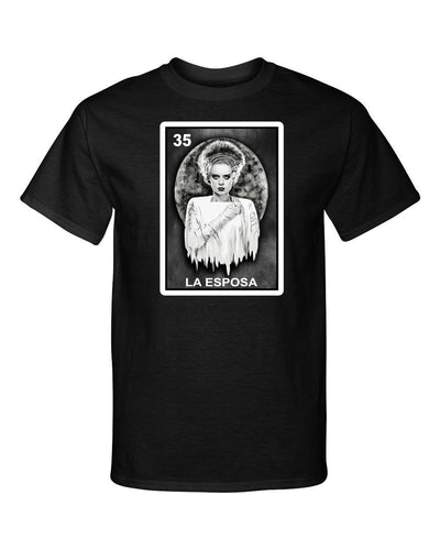 La Esposa Bride of Frankenstein Loteria Mexican Bingo Style Graphic Tee Shirt