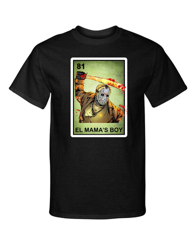 El Mamas Boy Jason Friday the 13th Loteria Mexican Bingo Style Graphic Tee Shirt