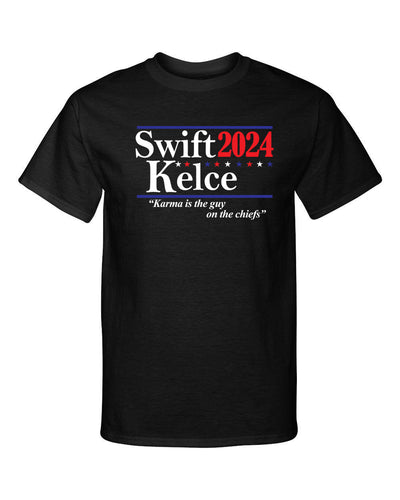 Swift Kelce 2024 Karma is the Guy Election Funny Campaign Graphic Tee Shirt