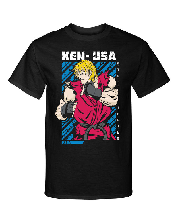 Street Fighter Ken USA Video Martial Arts Gaming Tee Shirt