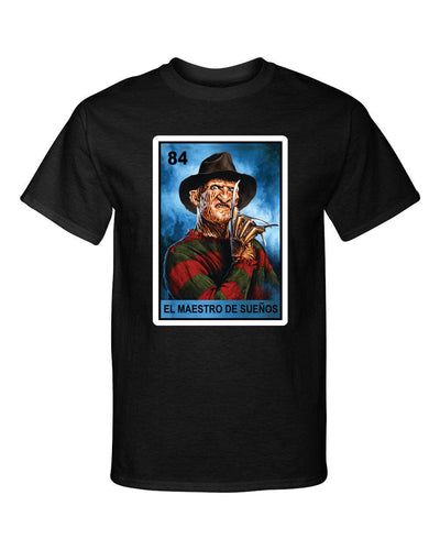 El Maestro De Suenos Freddy Krueger Loteria Mexican Bingo Style Graphic Tee Shirt