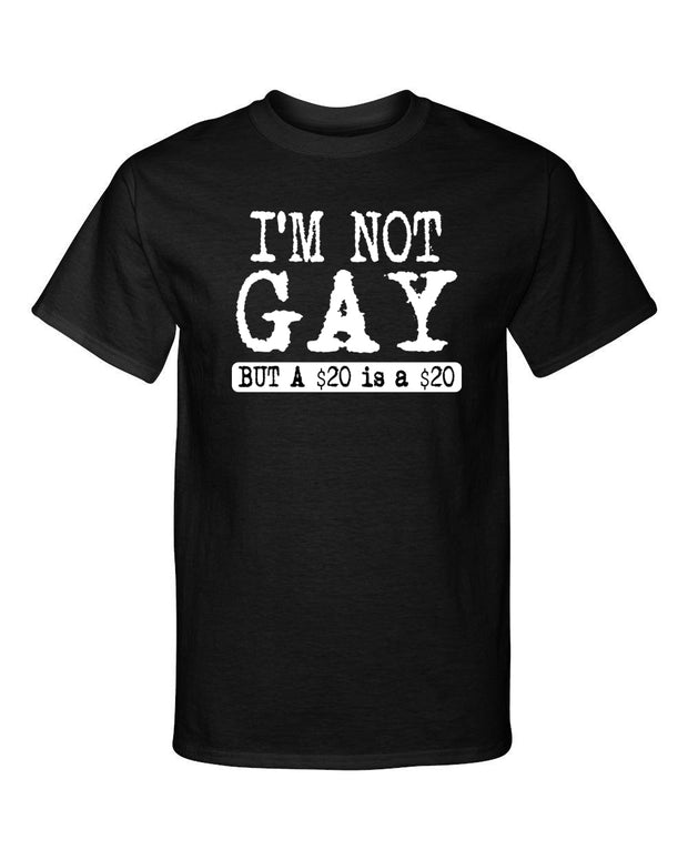 Im Not Gay but A 20 is a 20 Adult Humor Fashion Graphic Tee Shirt