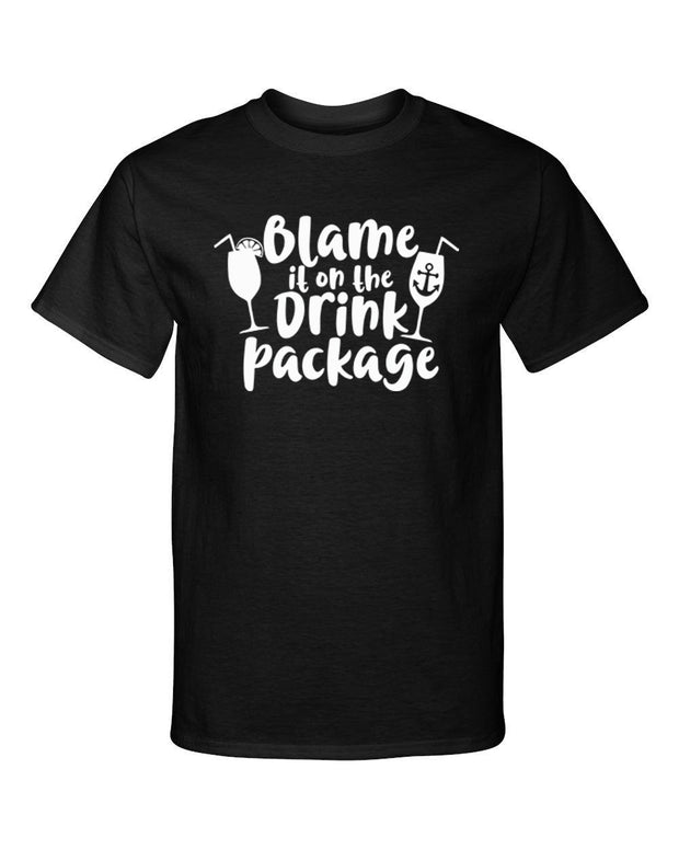 Blame It on the Drink Package Cruise Cruising Vacation Funny Graphic Tee Shirt