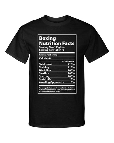 Boxing Nutrition Facts 1 Fighter 1 Round Champion Style Graphic Tee Shirt