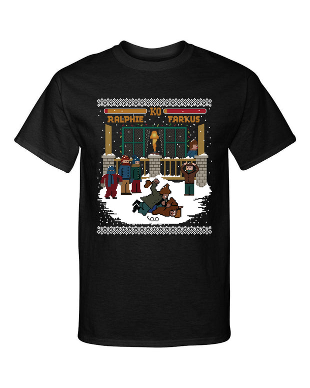 Christmas Story Ralphie Fight 8bit Funny Gaming Style Graphic Tee Shirt