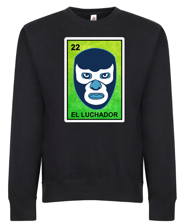 El Luchador Blue Demon Wrestler Loteria Mexican Bingo Style Graphic Tee Shirt