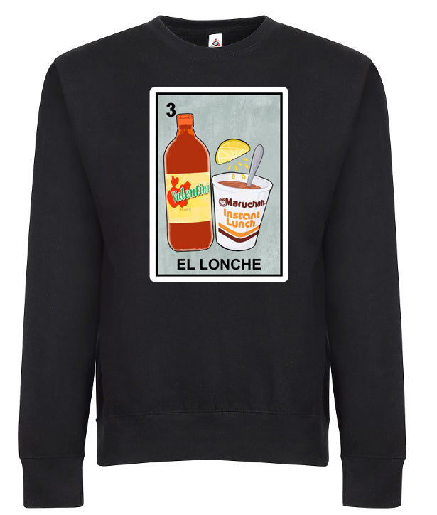 El Lonche The Lunch Hot Sauce Valentina Sopa Soup Loteria Mexican Bingo Style Graphic Tee Shirt