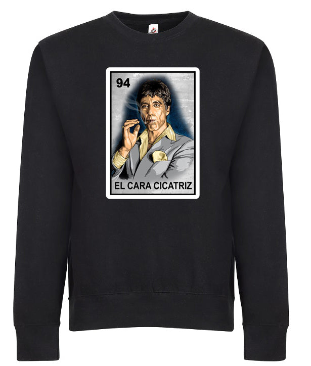 El Cara Cicatriz Scarface Loteria Mexican Bingo Tony Montana Graphic Tee Shirt