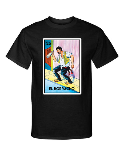 El Borracho Loteria Mexican Bingo The Drunk Tarot Card Funny Graphic Tee Shirt