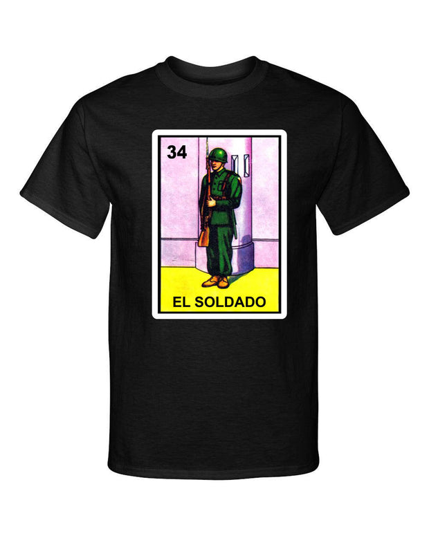 El Soldado Military The Soldier Loteria Mexican Graphics Tee Shirt T-Shirt