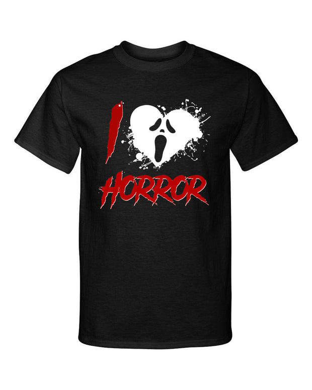 I Love Horror Halloween Ghostface Scream Killer Style Graphic Tee Shirt