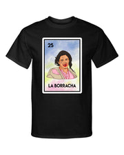 La Borracha La Chupitos Loteria Funny Mexican Bingo Style Graphic Tee Shirt