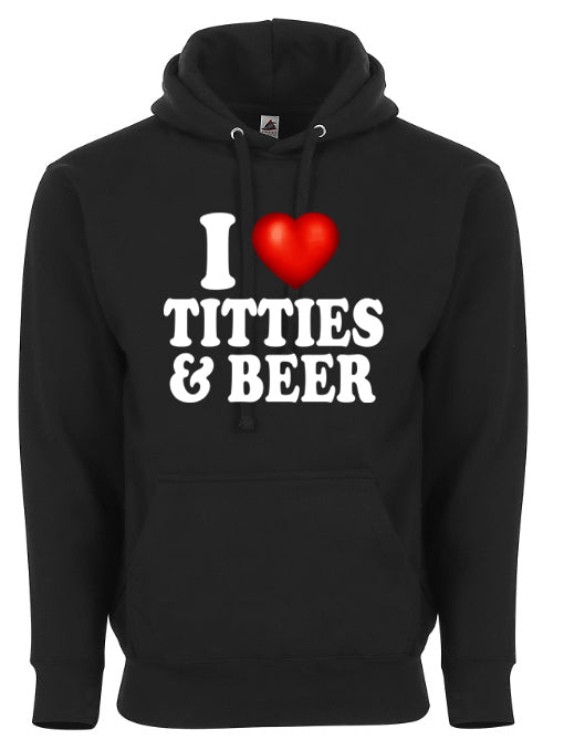 I Love Titties and Beer I Heart Boobs Funny Sexy Adult Humor Graphic Tee Shirt