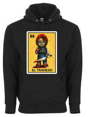 El Travieso Chucky Childs Play Loteria Mexican Bingo Style Graphic Tee Shirt