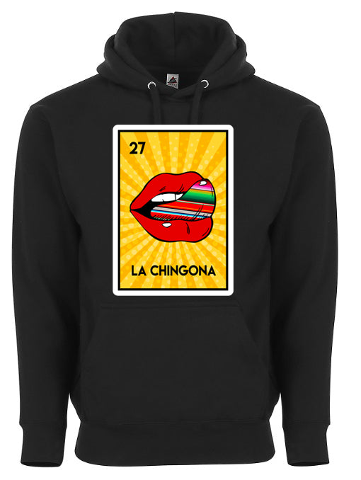 La Chingona Licking Lips Loteria Mexican Bingo Style Funny Graphic Tee Shirt