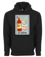 El Lonche The Lunch Hot Sauce Valentina Sopa Soup Loteria Mexican Bingo Style Graphic Tee Shirt