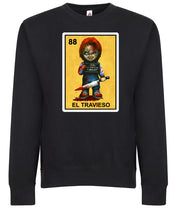 El Travieso Chucky Childs Play Loteria Mexican Bingo Style Graphic Tee Shirt