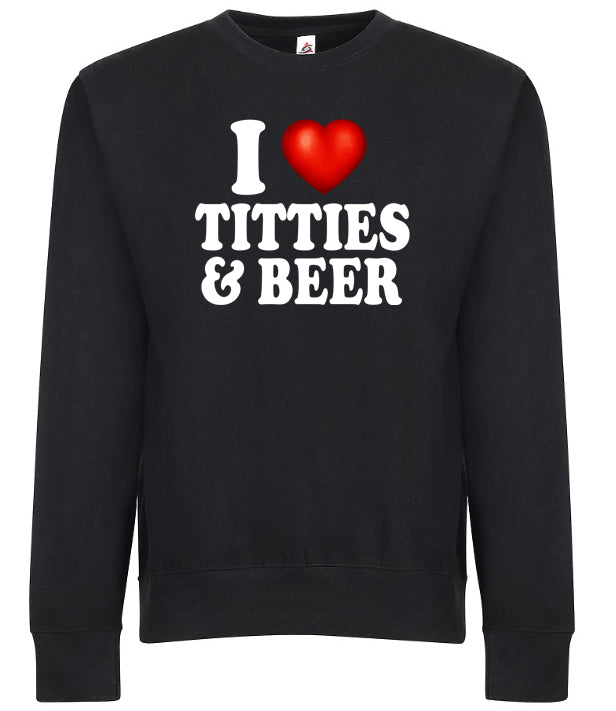 I Love Titties and Beer I Heart Boobs Funny Sexy Adult Humor Graphic Tee Shirt